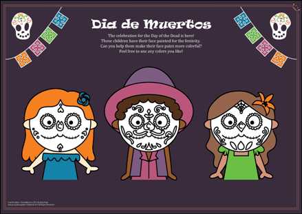 Dia de Muertos 2017 Activity Page-colored background