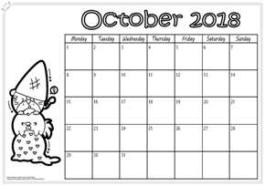 10 - Monthly Journal Page 2018 - October - Black and White